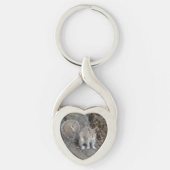 Hjärtnyckelring av ekorre twisted heart silverfärgad nyckelring (Framsidan)