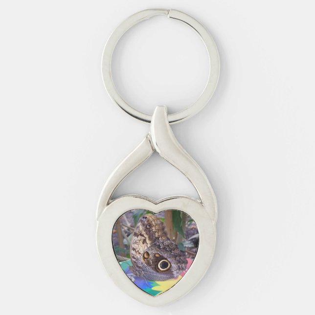 Hjärtnyckelring av fjäril twisted heart silverfärgad nyckelring (Framsidan)