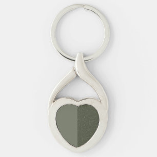 Hjärtnyckelring för delad lodrät för Moss-Grönt (A Twisted Heart Silverfärgad Nyckelring
