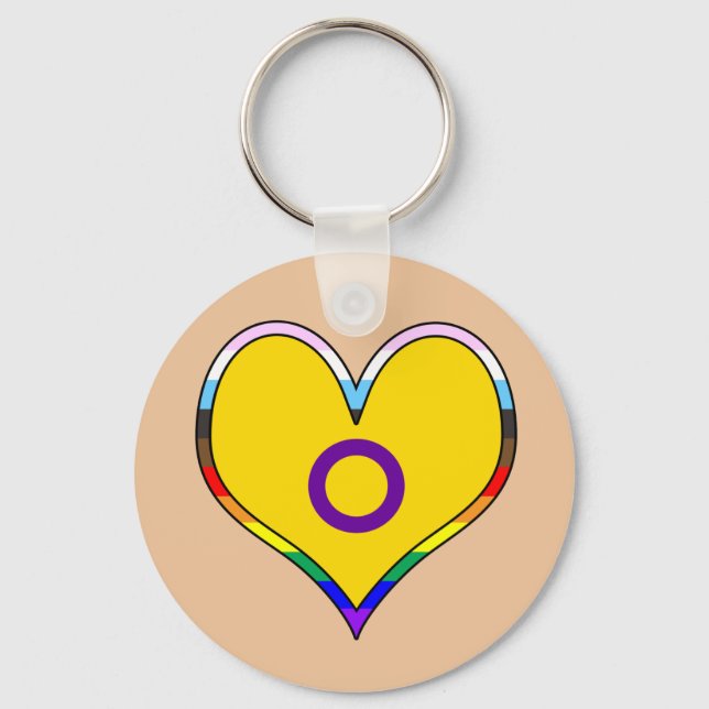 Hjärtnyckelring för intersex Pride Nyckelring (Framsida)