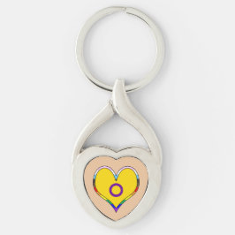 Hjärtnyckelring för intersex Pride Twisted Heart Silverfärgad Nyckelring