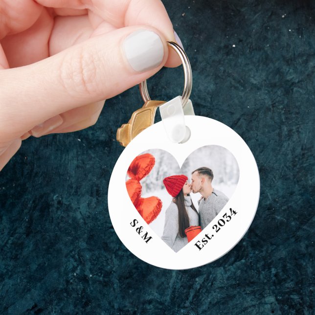 Hjärtnyckelring för par Personliger Nyckelring (Couple Personalized Heart Keychain
)
