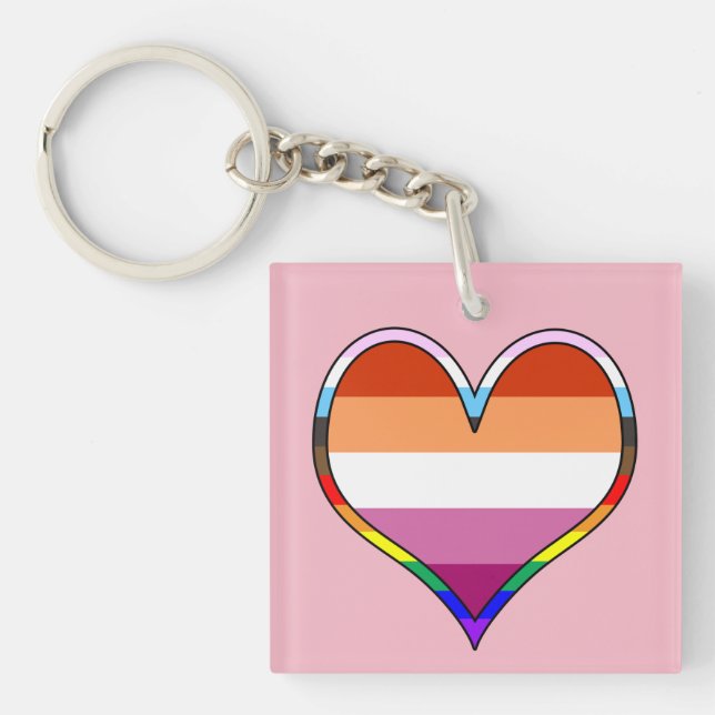 Hjärtnyckelring för Pridet lesbisk (Framsidan)