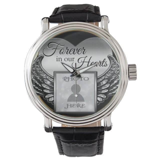 Hjärtnyckelringen anpassningsbar Foto Memorial Armbandsur (Framsida)