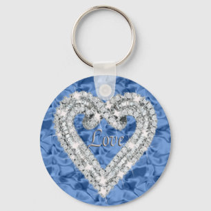 Hjärtnyckelringen Blue Round Kärlek Diamond Nyckelring
