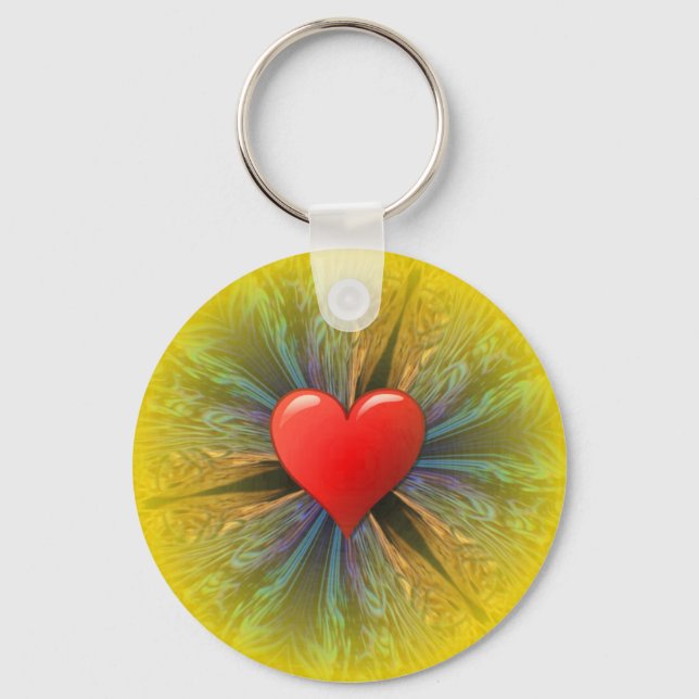 Hjärtnyckelringen Coral Kaleidoscope Nyckelring (Framsida)