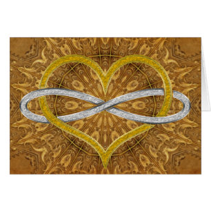 Hjärtoändlighet Guld Silver Hälsningskort