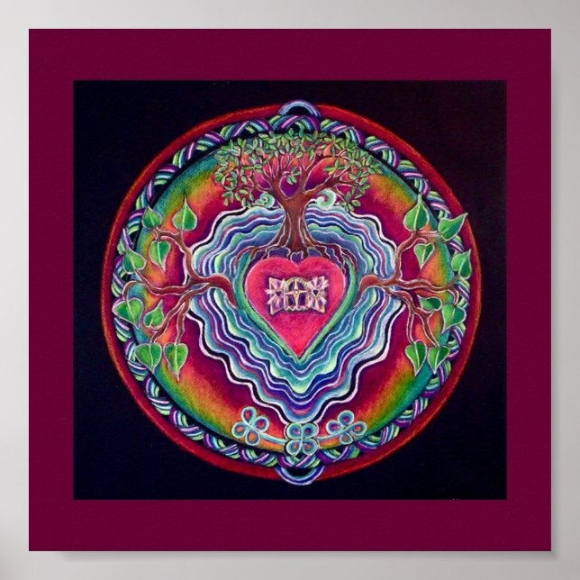 Hjärtöppning Mandala Skriv ut Poster (Framsidan)