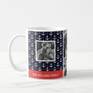 Hjärtor & ankrar för familjfoto för mönster kaffemugg