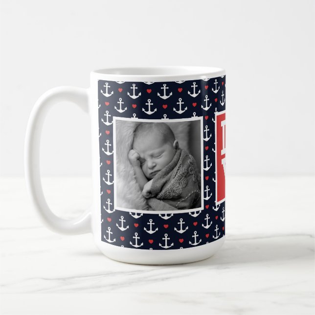 Hjärtor & ankrar KÄRLEK för mönster | med foto Kaffemugg (Vänster)