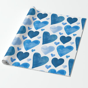 Hjärtor - blåttvattenfärghjärtor presentpapper
