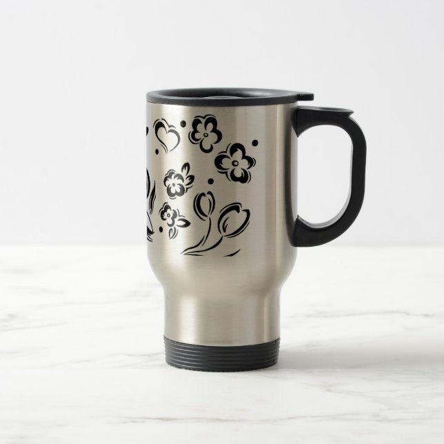 Hjärtor & blommatravel mug resemugg (Höger)