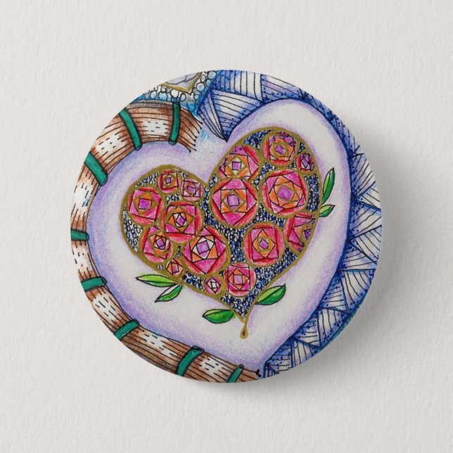 Hjärtor & blommor specificerar (2,25 flytta sig knapp (Framsida)