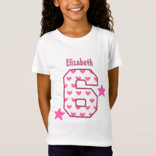 HJÄRTOR för 6efödelsedagflicka sex Tee Shirt