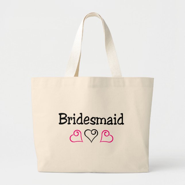 Hjärtor för brudtärnarosasvart jumbo tygkasse (Framsidan)