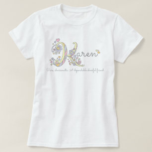 Hjärtor för monogram för Karen flickanamn menan Tee