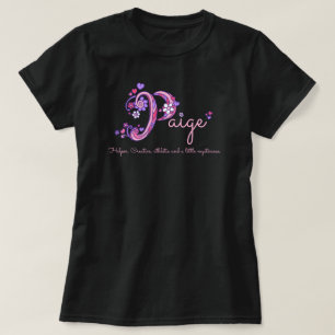 Hjärtor för monogram för Paige flickanamn menan T-shirt