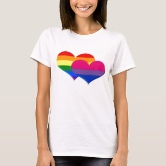 Hjärtor för pastell för LGBT-Bipride T-shirt