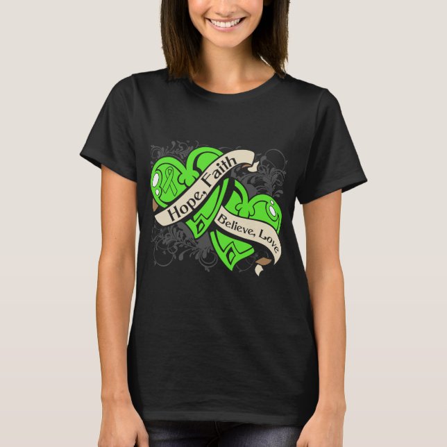Hjärtor för tro för Lyme sjukdomhopp dubbel T-shirt (Framsida)