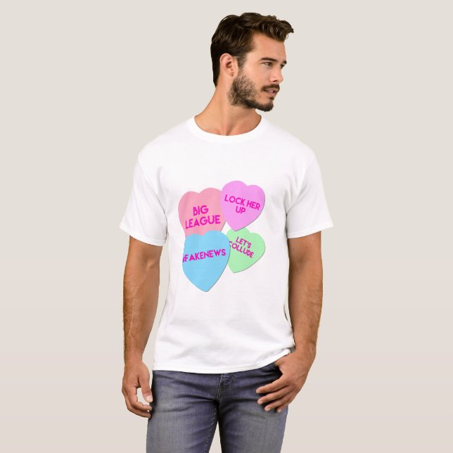 Hjärtor för trumfvalentinTrumpism godis T-shirt (Hel framsida)