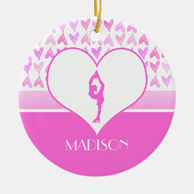 Hjärtor för vattenfärg för personligkonståkare julgransprydnad keramik (Framsidan)