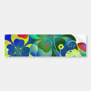 Hjärtor, klöver och blommor i abstrakt konst bildekal