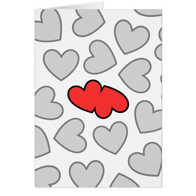 Hjärtor kolliderar hälsningskort (Framsidan)