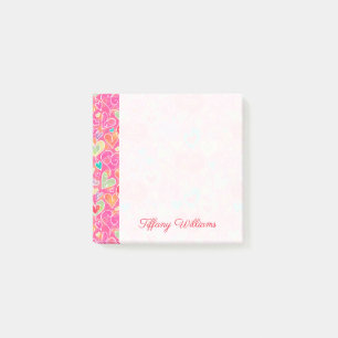 Hjärtor och blommor tillfogar känd 3x3 post-it block