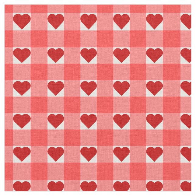 Hjärtor och Gingham Tyg (Närbild)