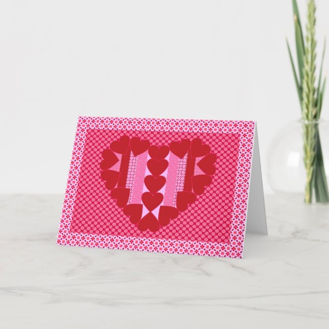 Hjärtor och randar - täcke helgkort (Framsida)