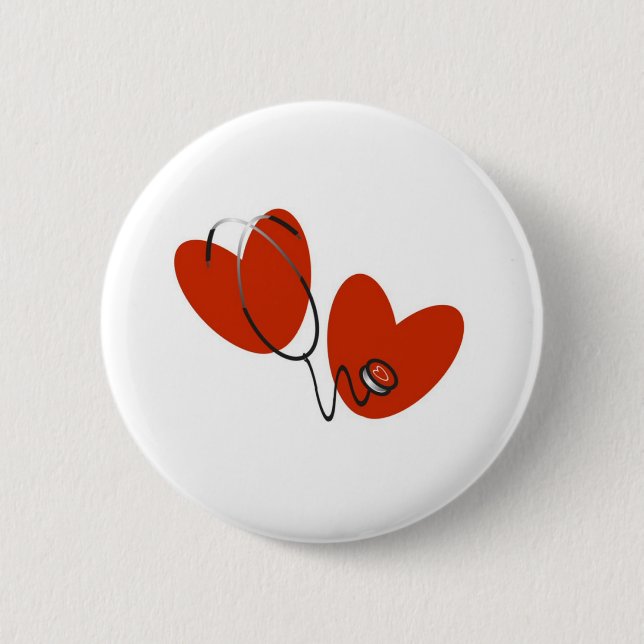 Hjärtor och stetoskop knapp (Framsida)
