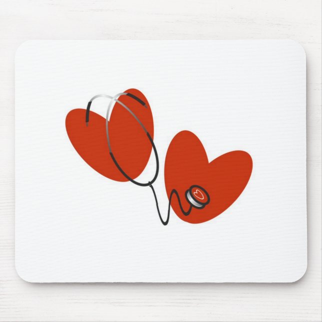 Hjärtor och stetoskopT-tröja och gåvor Musmatta (Framsidan)