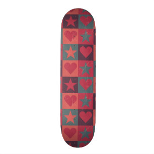 Hjärtor och stjärnamönsterrosor mini skateboard bräda 18,7 cm
