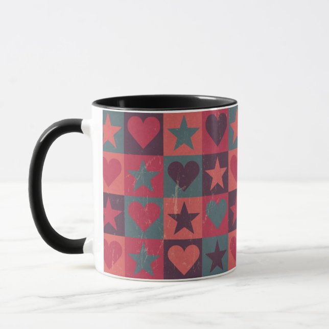 Hjärtor och stjärnamönsterrosor mugg (Vänster)