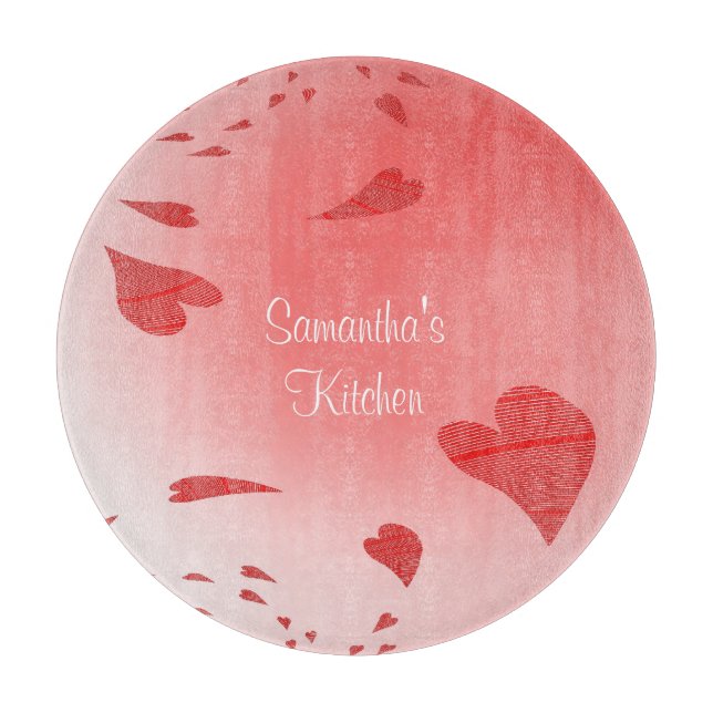 Hjärtor på rosa beställnings- skärbräda (Framsidan)