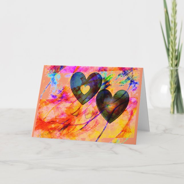 Hjärtor på soluppgången helgkort (Framsida)