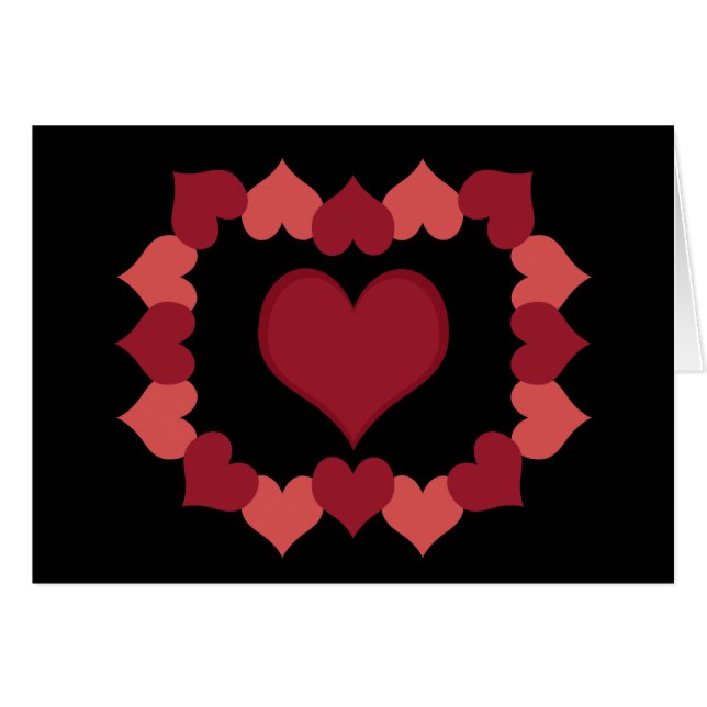 Hjärtor på svart kort (Framsidan Horizontal)