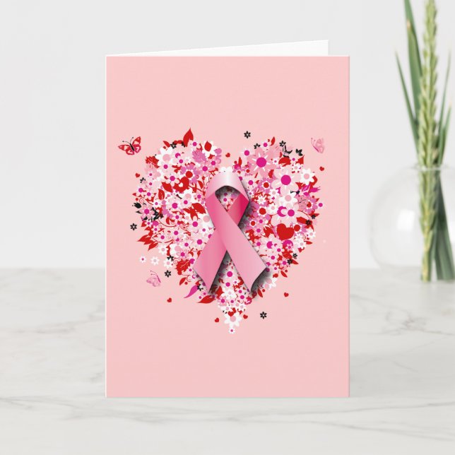 HJÄRTOR, SMÖRKOR OCH ROSA RIBBON KORT (Framsida)