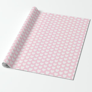 Hjärtor vit på Light - rosa slående in papper Presentpapper