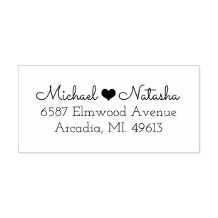 Hjärtpar Returadress Rubber Frimärke Stämpel