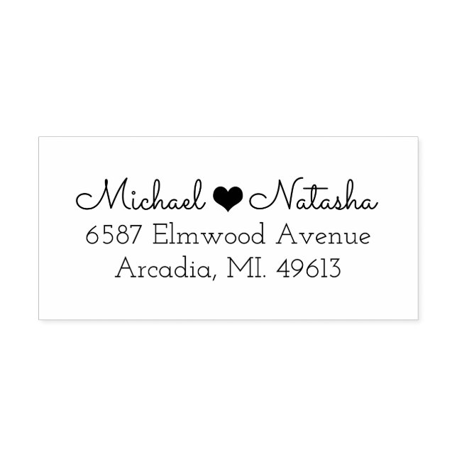 Hjärtpar Returadress Rubber Frimärke Stämpel (Tryck)