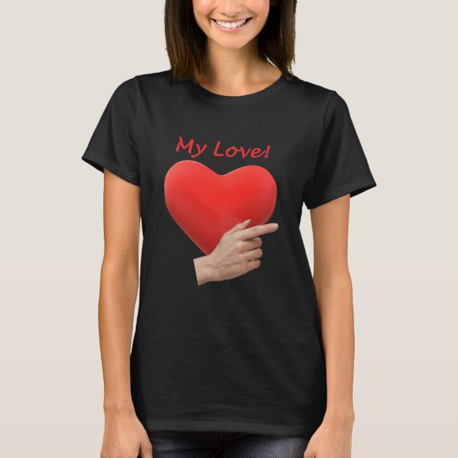 Hjärtpekande Finger som markerar T Shirt (Framsida)