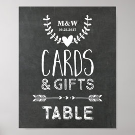Hjärtpilar för bröllop Gift Bord-skyltfönster Poster