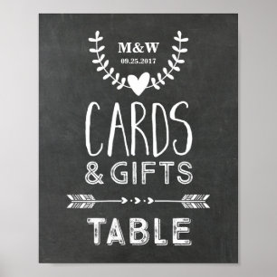 Hjärtpilar för bröllop Gift Bord-skyltfönster Poster