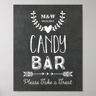 Hjärtpilar på bröllop Candy Pub- Poster