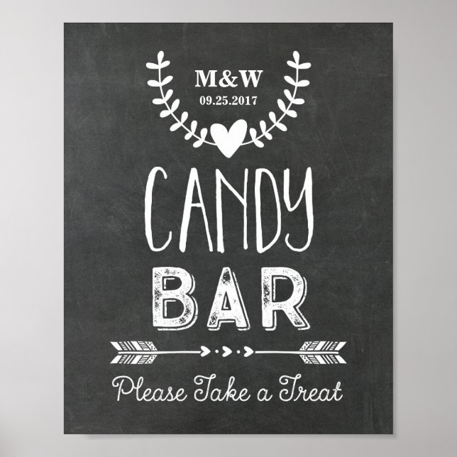 Hjärtpilar på bröllop Candy Pub- Poster (Framsidan)