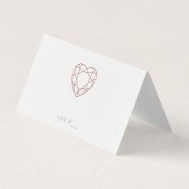 Hjärtplatskort i elegant guld - vikta kort