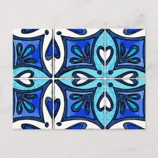 Hjärtplattor inspirerade av portugisiska Azulejos Vykort