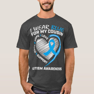 Hjärtpussel I Bära Blue för min kusin Autism T Shirt
