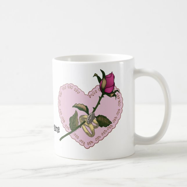 Hjärtringar Rose bröllopskrusar Kaffemugg (Höger)